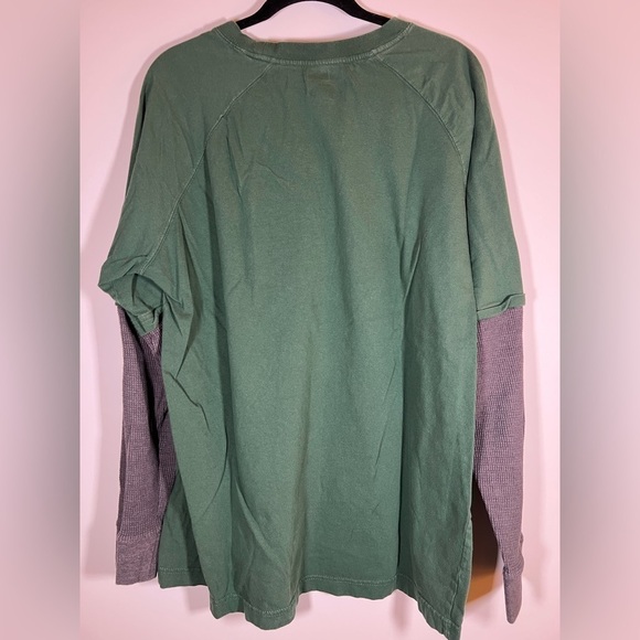 NFL Green Bay Packers green ls tshirt gray waffle Y2K vibe sz XL grunge - Picture 2 of 6